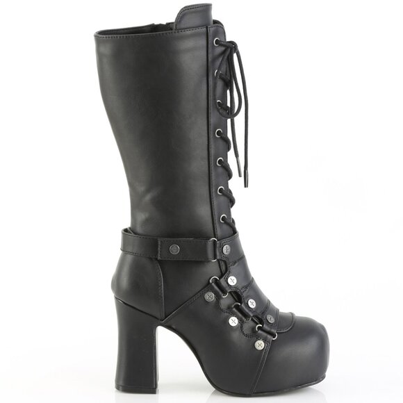 Platform Gothic Heel Lace Up Front Boots - Picture 1 of 5